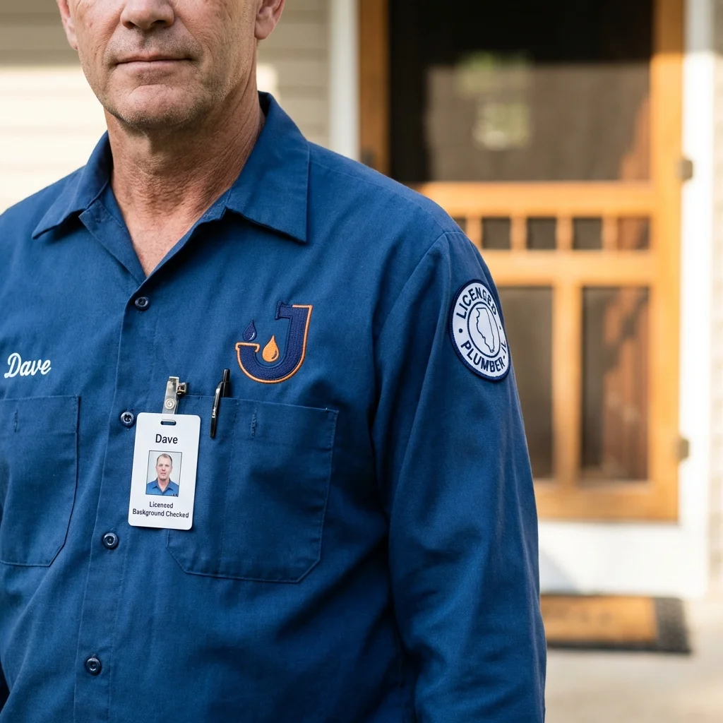 Licensed plumber showing ID badge in Payette, ID