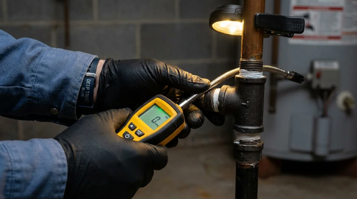 Gas leak detection with electronic sniffer by Johns Plumbing LLC in Payette